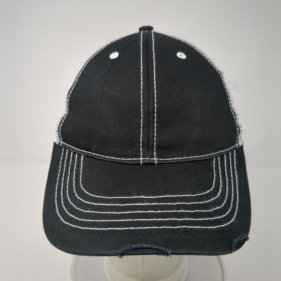 Unbranded Strapback Mesh Back Trucker Hat Black One Size 6 Panel Blank - Picture 2 of 8